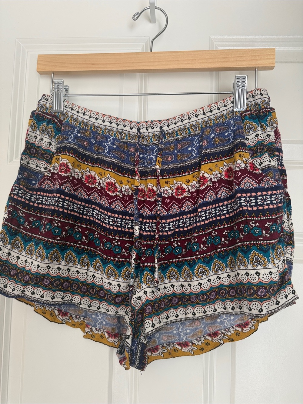 American Eagle Outfitters Multicolor Printed Boho Elastic-Waist Shorts